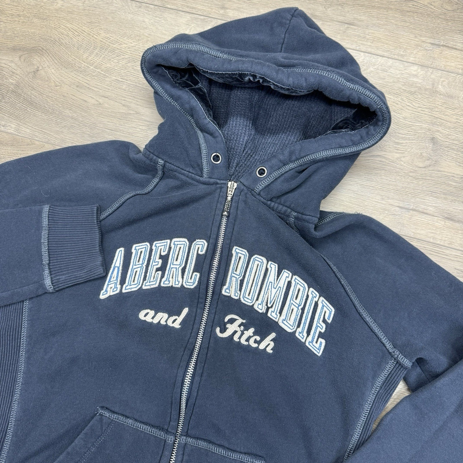 Y2k Abercrombie & Fitch Thermal Hooded Women's Full Zip Jacket Sz L* Bella Swan